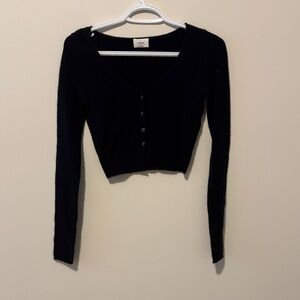 Wilfred Black Cropped V-Neck Button-Up Cardigan